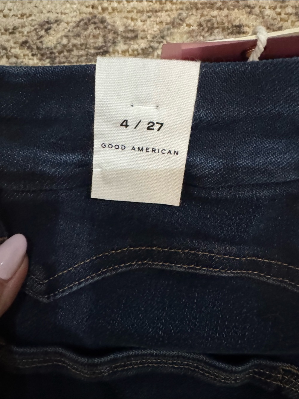 Good American Dark Blue High-Rise Flare Jeans - Picture 7 of 7